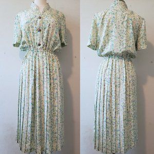 Womens vintage yellow floral maxi dress, Leslie Fay Dress